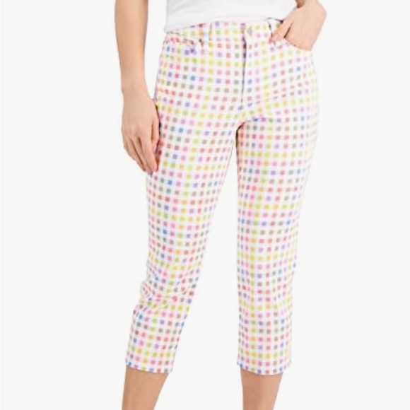 Charter Club Pants - Charter Club Bristol Colorful Gingham Plaid Print‎ Capri Jeans Pants 10